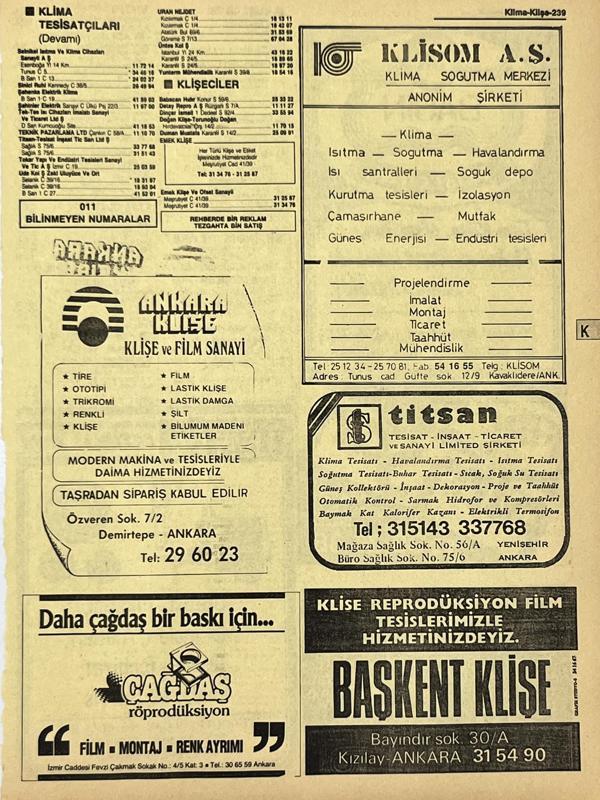 Ankara 1986 Meslek Reklam İlanı Efemera S239 - Image 1
