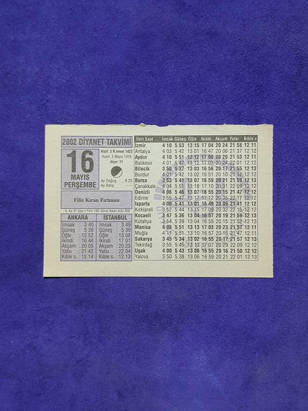 16 Mayıs 2002 Takvim Yaprağı - Nostalji Koleksiyonluk Takvim Yaprağı - Image 1