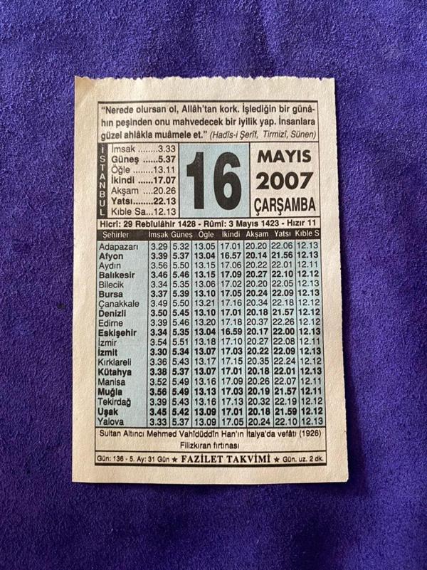 16 Mayıs 2007 Takvim Yaprağı - Nostalji Koleksiyonluk Takvim Yaprağı - Image 1