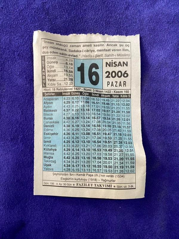 16 Nisan 2006 Takvim Yaprağı - Nostalji Koleksiyonluk Takvim Yaprağı - Image 1