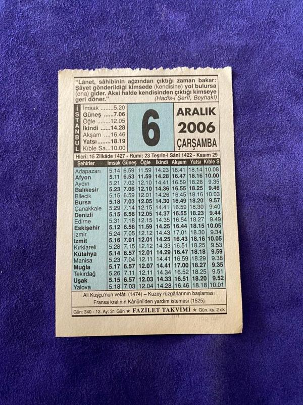 6 Aralık 2006 Takvim Yaprağı - Nostalji Koleksiyonluk Takvim Yaprağı - Image 1