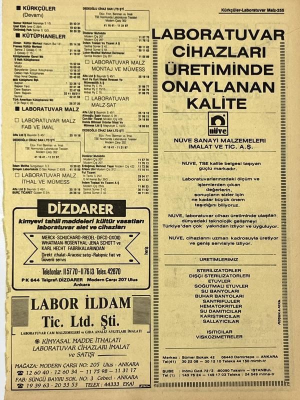 Ankara 1986 Meslek Reklam İlanı Efemera S255 - Image 1