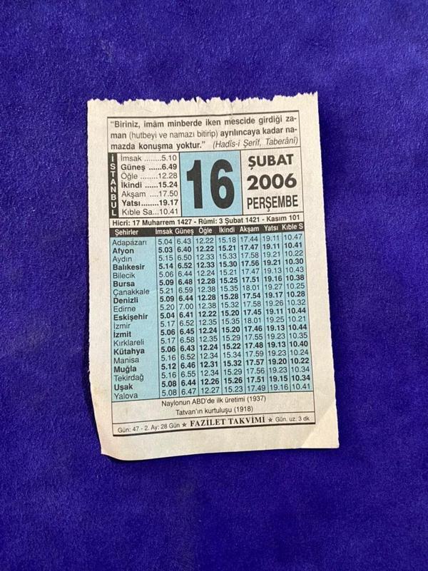 16 Şubat 2006 Takvim Yaprağı - Nostalji Koleksiyonluk Takvim Yaprağı - Image 1