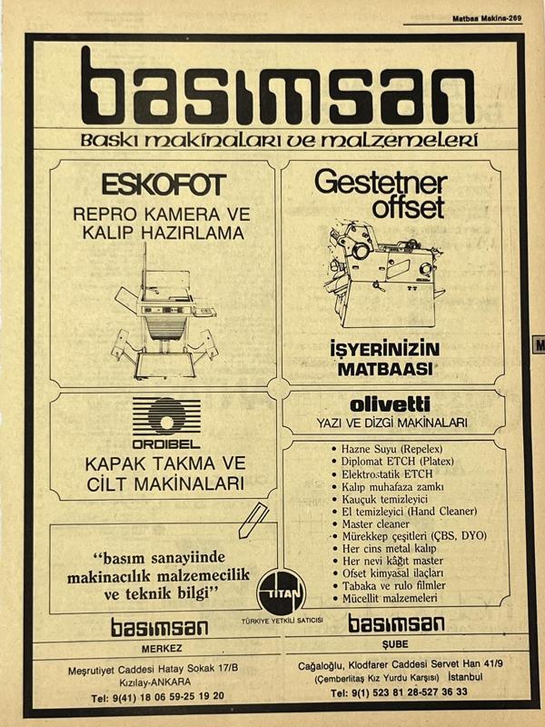 Ankara 1986 Meslek Reklam İlanı Efemera S269 - Image 1