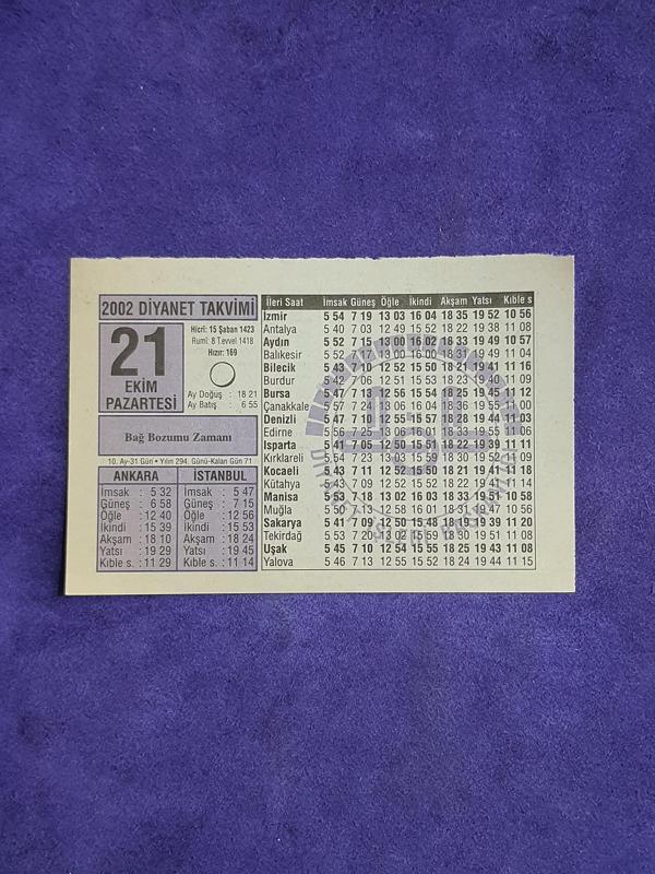 21 Ekim 2002 Takvim Yaprağı - Nostalji Koleksiyonluk Takvim Yaprağı A - Image 1