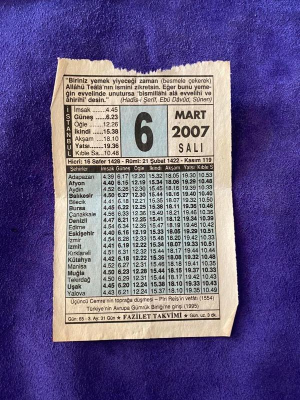 6 Mart 2007 Takvim Yaprağı - Nostalji Koleksiyonluk Takvim Yaprağı - Image 1