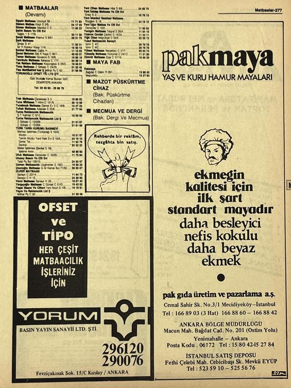 Ankara 1986 Meslek Reklam İlanı Efemera S277 - Image 1