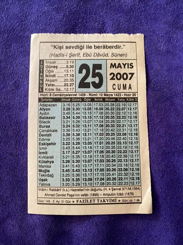 21 Mayıs 2007 Takvim Yaprağı - Nostalji Koleksiyonluk Takvim Yaprağı - Image 1