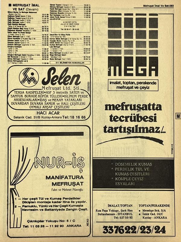 Ankara 1986 Meslek Reklam İlanı Efemera S283 - Image 1