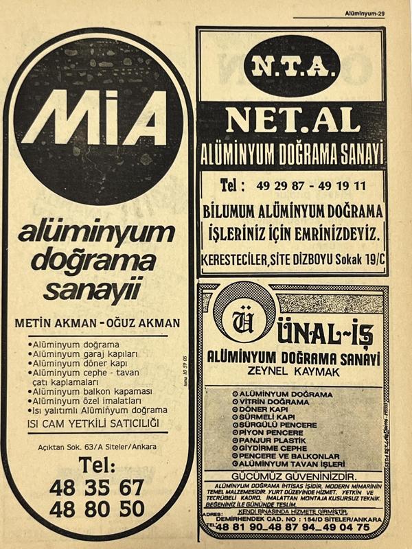 Ankara 1986 Meslek Reklam İlanı Efemera S29 - Image 1
