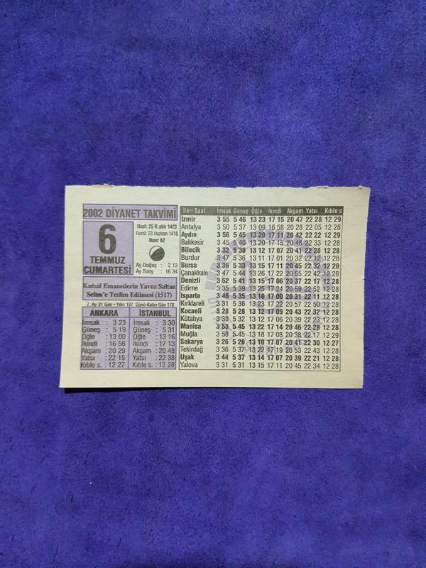 6 Temmuz 2002 Takvim Yaprağı - Nostalji Koleksiyonluk Takvim Yaprağı A - Image 1