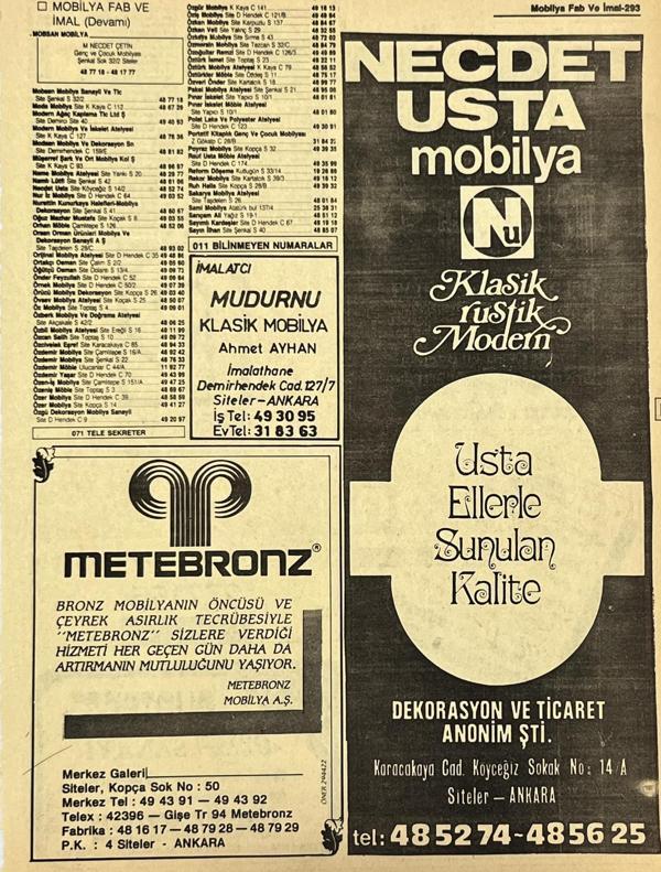 Ankara 1986 Meslek Reklam İlanı Efemera S293 - Image 1