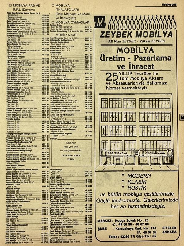 Ankara 1986 Meslek Reklam İlanı Efemera S295 - Image 1