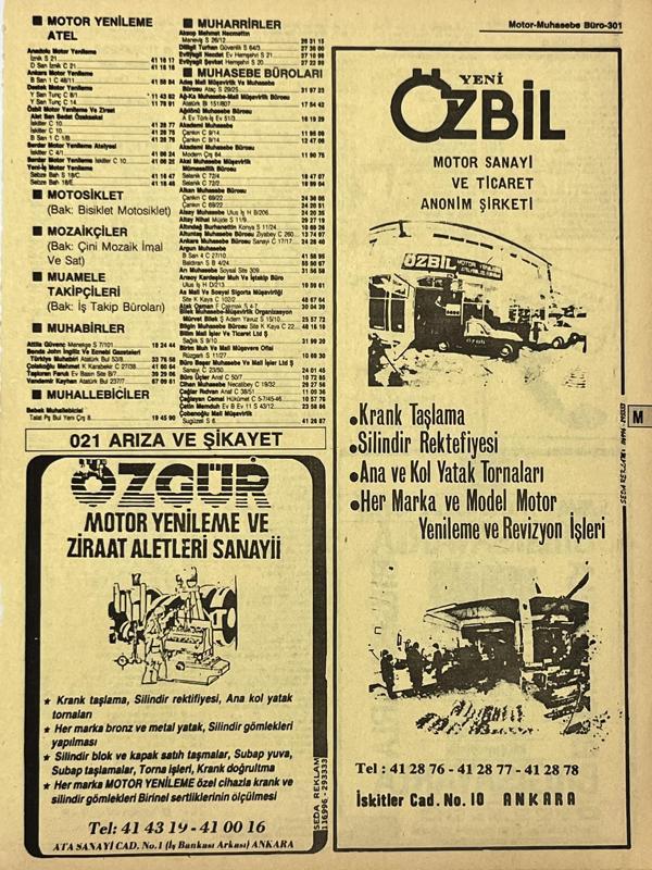 Ankara 1986 Meslek Reklam İlanı Efemera S301 - Image 1