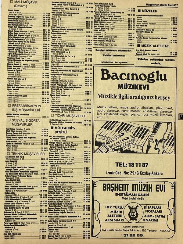 Ankara 1986 Meslek Reklam İlanı Efemera S307 - Image 1