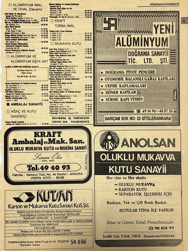 Ankara 1986 Meslek Reklam İlanı Efemera S31 - Image 1