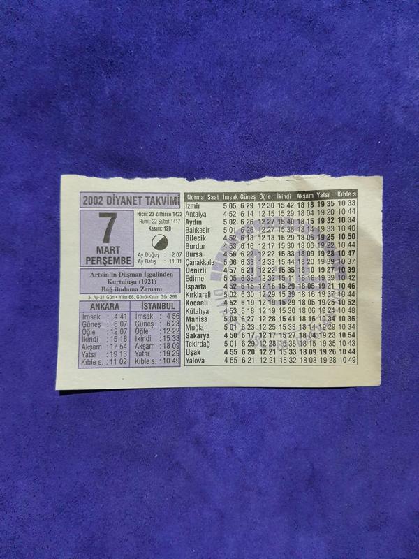 7 Mart 2002 Takvim Yaprağı - Nostalji Koleksiyonluk Takvim Yaprağı  - Image 1