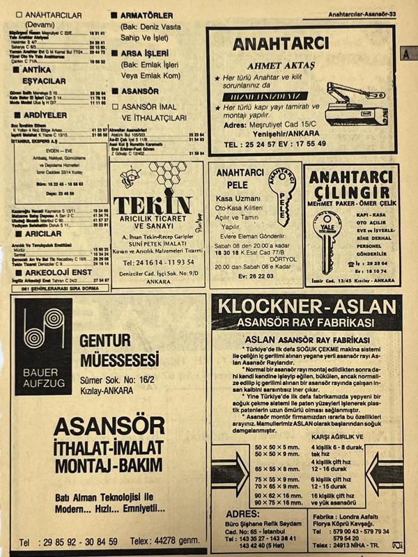 Ankara 1986 Meslek Reklam İlanı Efemera S33 - Image 1
