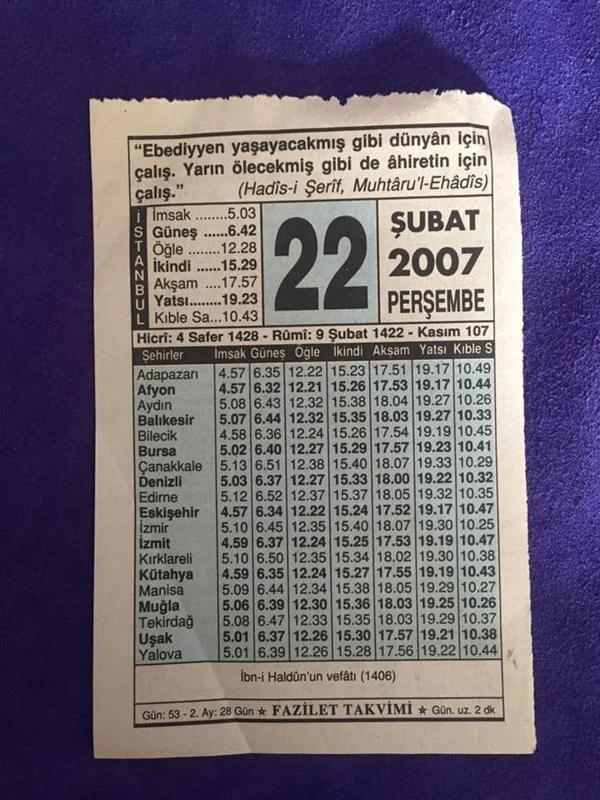 22 Şubat 2007 Takvim Yaprağı - Nostalji Koleksiyonluk Takvim Yaprağı - Image 1