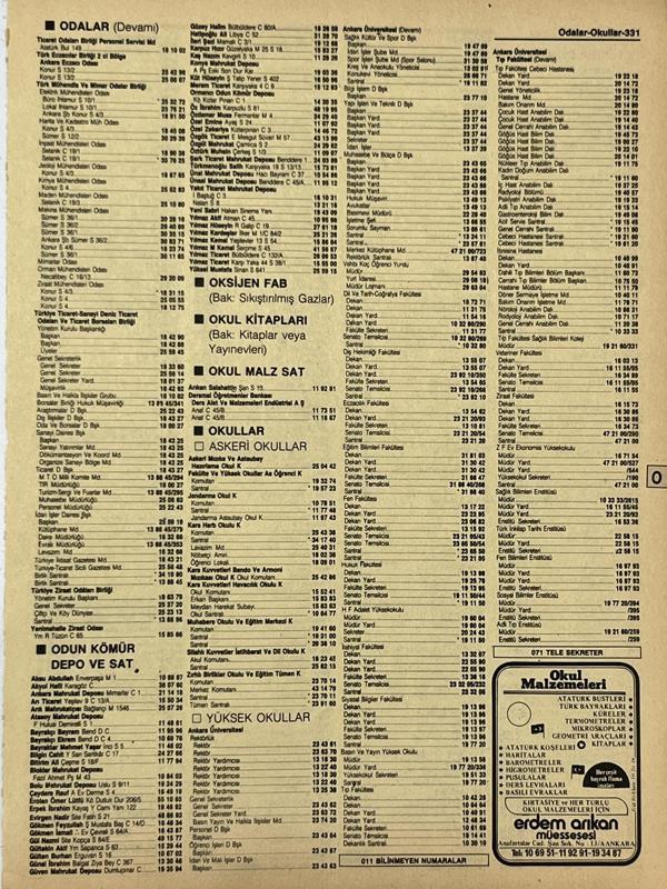 Ankara 1986 Meslek Reklam İlanı Efemera S331 - Image 1
