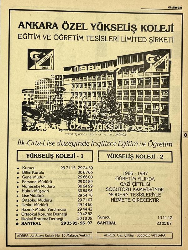 Ankara 1986 Meslek Reklam İlanı Efemera S335 - Image 1
