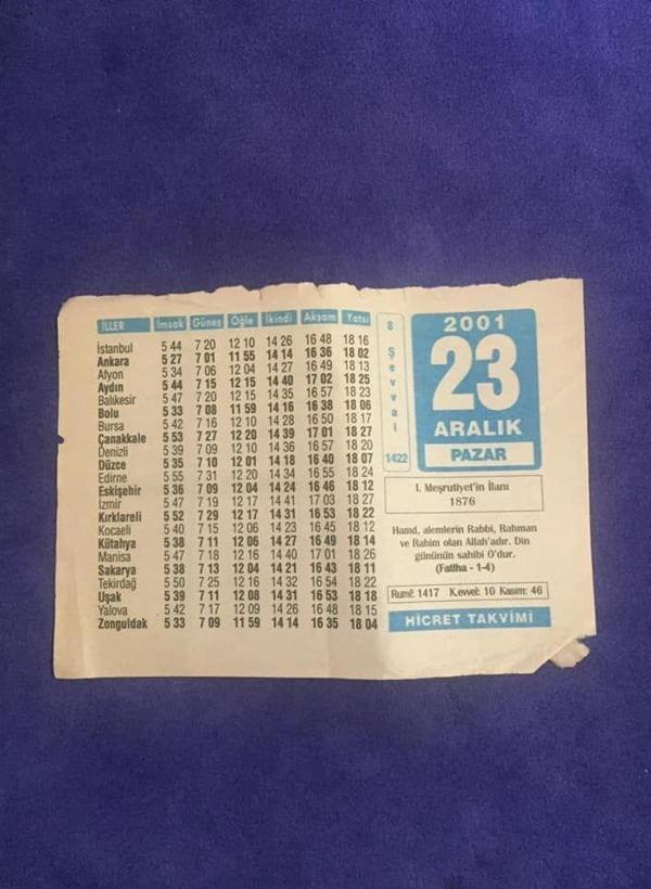 23 Aralık 2001 Takvim Yaprağı - Nostalji Koleksiyonluk Takvim Yaprağı C - Image 1