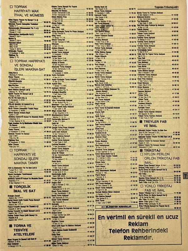 Ankara 1986 Meslek Reklam İlanı Efemera S461 - Image 1