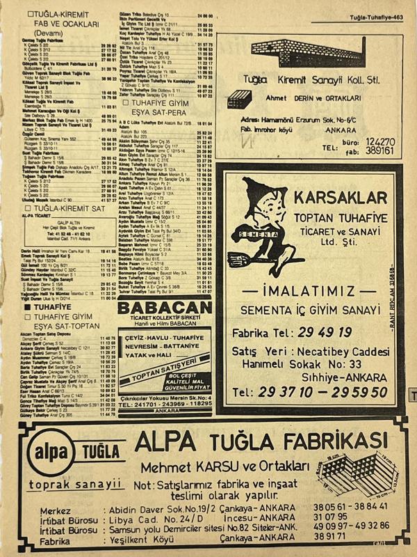 Ankara 1986 Meslek Reklam İlanı Efemera S463 - Image 1