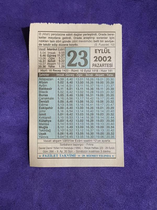 23 Eylül 2002 Takvim Yaprağı - Nostalji Koleksiyonluk Takvim Yaprağı  - Image 1