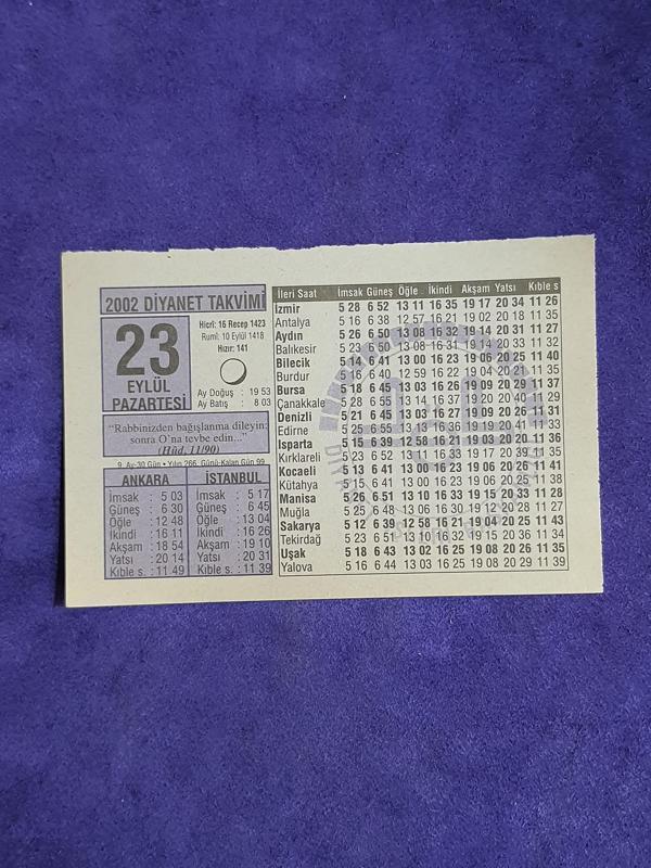 23 Eylül 2002 Takvim Yaprağı - Nostalji Koleksiyonluk Takvim Yaprağı A - Image 1