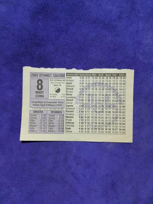 8 Mart 2002 Takvim Yaprağı - Nostalji Koleksiyonluk Takvim Yaprağı  - Image 1