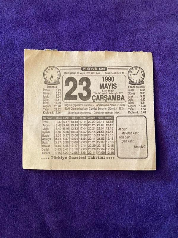 23 Mayıs 1990 Takvim Yaprağı - Nostalji Koleksiyonluk Takvim Yaprağı - Image 1