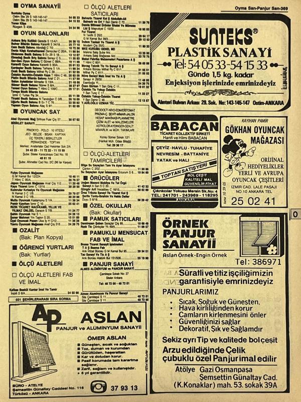 Ankara 1986 Meslek Reklam İlanı Efemera S369 - Image 1