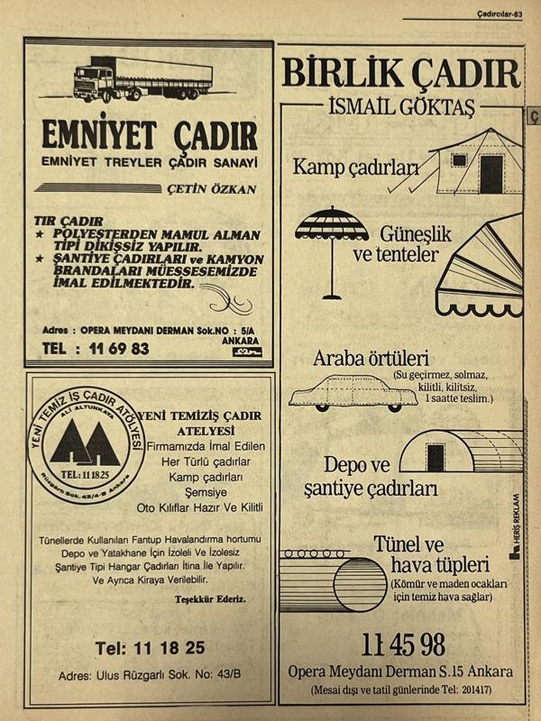 Ankara 1986 Meslek Reklam İlanı Efemera S83 - Image 1