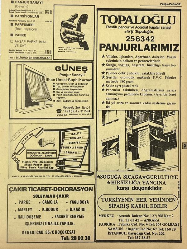 Ankara 1986 Meslek Reklam İlanı Efemera S371 - Image 1