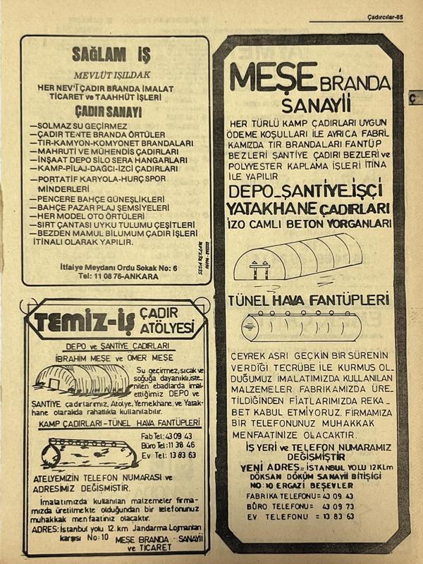 Ankara 1986 Meslek Reklam İlanı Efemera S85 - Image 1