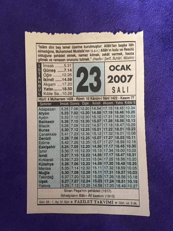 23 Ocak 2007 Takvim Yaprağı - Nostalji Koleksiyonluk Takvim Yaprağı - Image 1