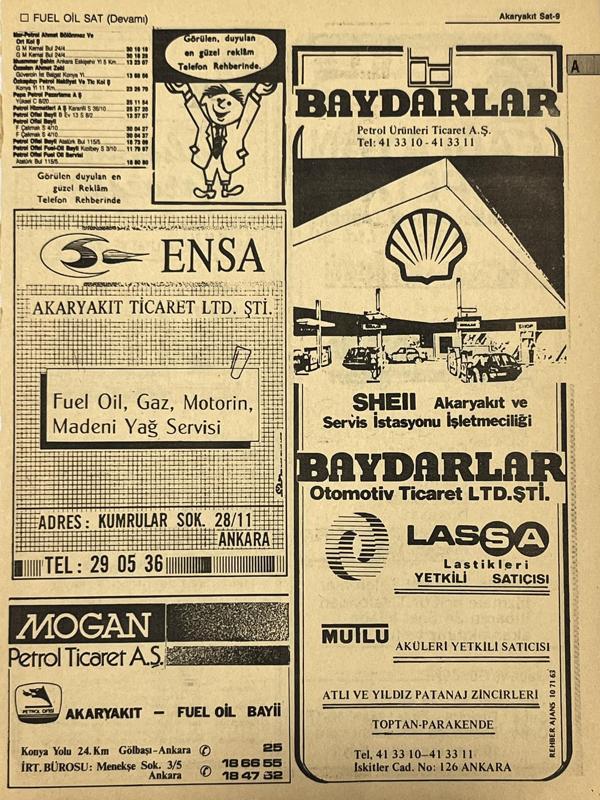 Ankara 1986 Meslek Reklam İlanı Efemera S9 - Image 1