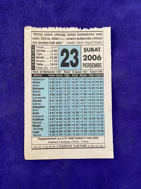 23 Şubat 2006 Takvim Yaprağı - Nostalji Koleksiyonluk Takvim Yaprağı - Image 1