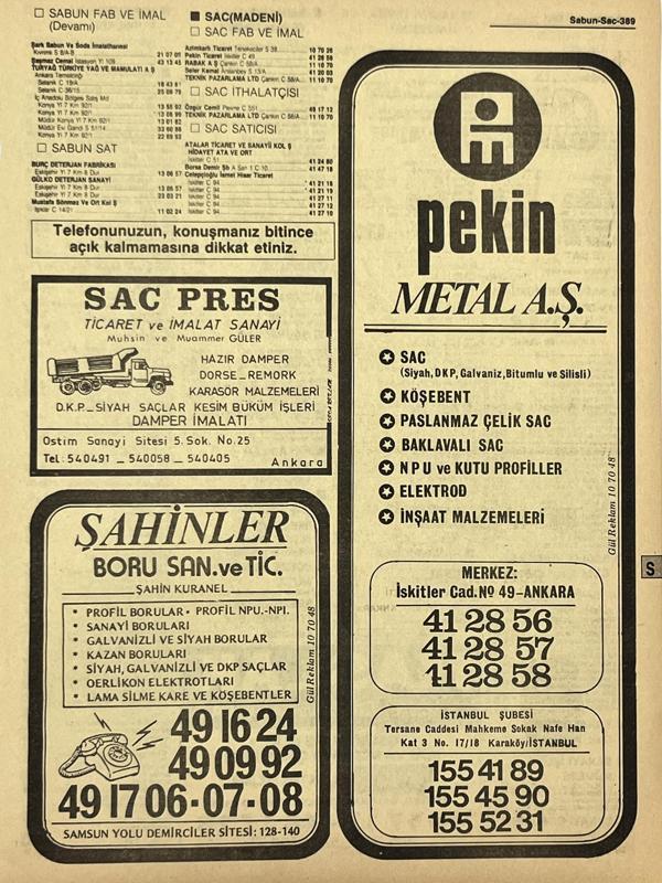 Ankara 1986 Meslek Reklam İlanı Efemera S389 - Image 1