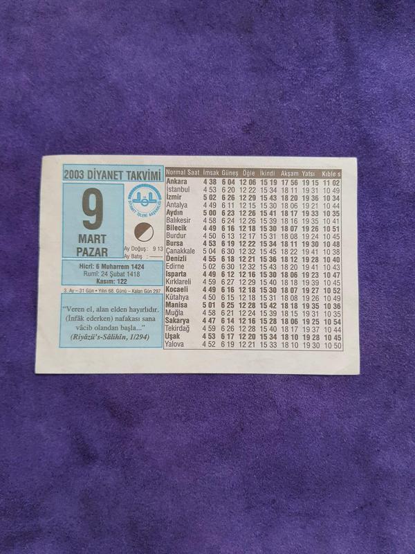 9 Mart 2003 Takvim Yaprağı - Nostaljik Koleksiyonluk Takvim Yaprağı A - Image 1