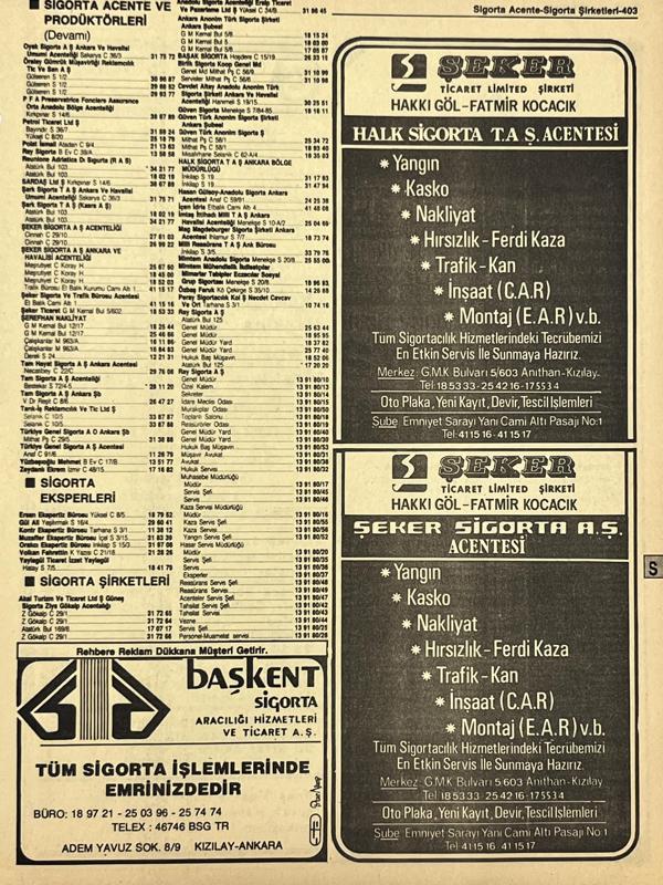 Ankara 1986 Meslek Reklam İlanı Efemera S403 - Image 1