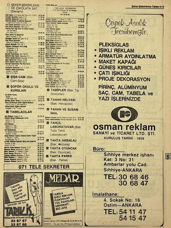 Ankara 1986 Meslek Reklam İlanı Efemera S415 - Image 1