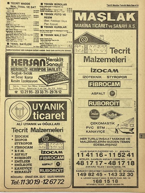 Ankara 1986 Meslek Reklam İlanı Efemera S419 - Image 1