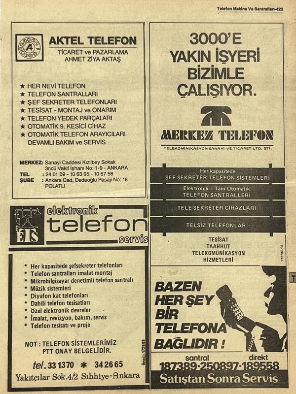 Ankara 1986 Meslek Reklam İlanı Efemera S423 - Image 1