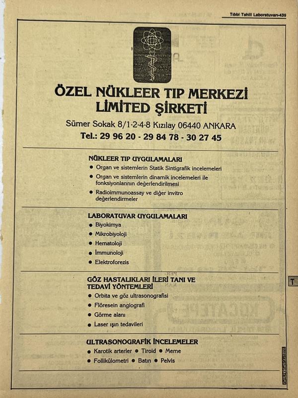 Ankara 1986 Meslek Reklam İlanı Efemera S439 - Image 1