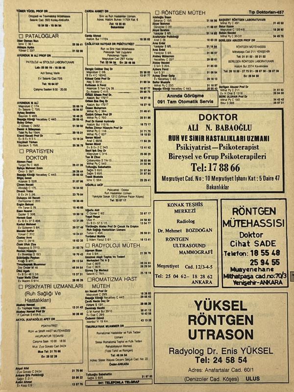 Ankara 1986 Meslek Reklam İlanı Efemera S457 - Image 1