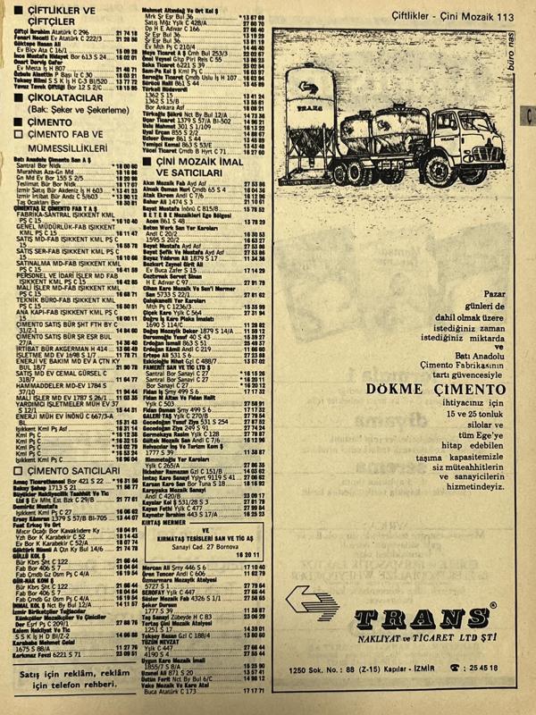 İzmir 1982-1983 Meslek Reklam İlanı Efemera S113 - Image 1