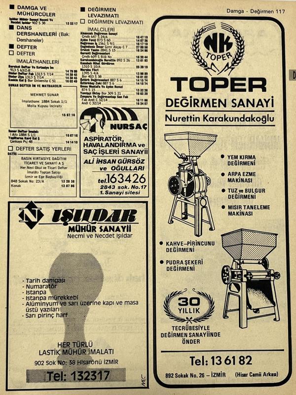 İzmir 1982-1983 Meslek Reklam İlanı Efemera S117 - Image 1