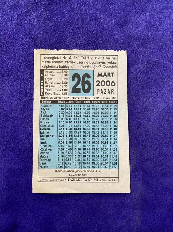 26 Mart 2006 Takvim Yaprağı - Nostalji Koleksiyonluk Takvim Yaprağı - Image 1